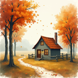 Minimalist — Cozy Countryside Cottage Nestled Among Tall Illustration Styles #0187 (Dreamina)