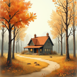 Minimalist — Cozy Countryside Cottage Nestled Among Tall Illustration Styles #0205 (ChatGPT)