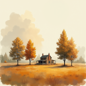 Minimalist — Cozy Countryside Cottage Nestled Among Tall Illustration Styles #0211 (Dreamina)