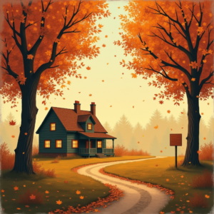 Minimalist — Cozy Countryside Cottage Nestled Among Tall Illustration Styles #0292 (Ideogram)