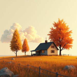 Minimalist — Cozy Countryside Cottage Nestled Among Tall Illustration Styles #0334 (FLUX)