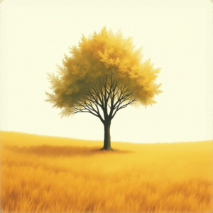 Minimalist — Lone Tree Standing In A Sweeping Illustration Styles #0102 (Seedream)