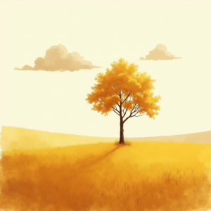 Minimalist — Lone Tree Standing In A Sweeping Illustration Styles #0126 (Seedream)