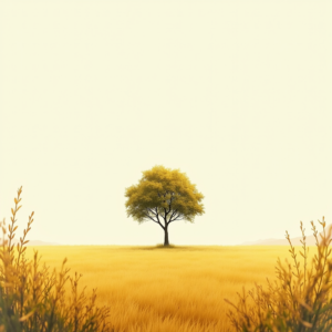 Minimalist — Lone Tree Standing In A Sweeping Illustration Styles #0174 (Seedream)