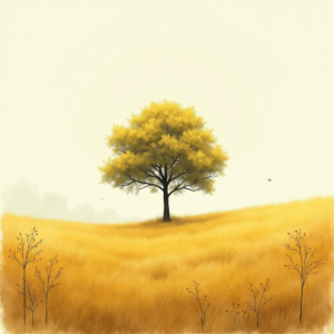 Minimalist — Lone Tree Standing In A Sweeping Illustration Styles #0210 (Seedream)