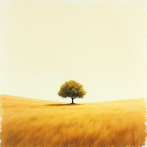 Minimalist — Lone Tree Standing In A Sweeping Illustration Styles #0216 (Gemini)