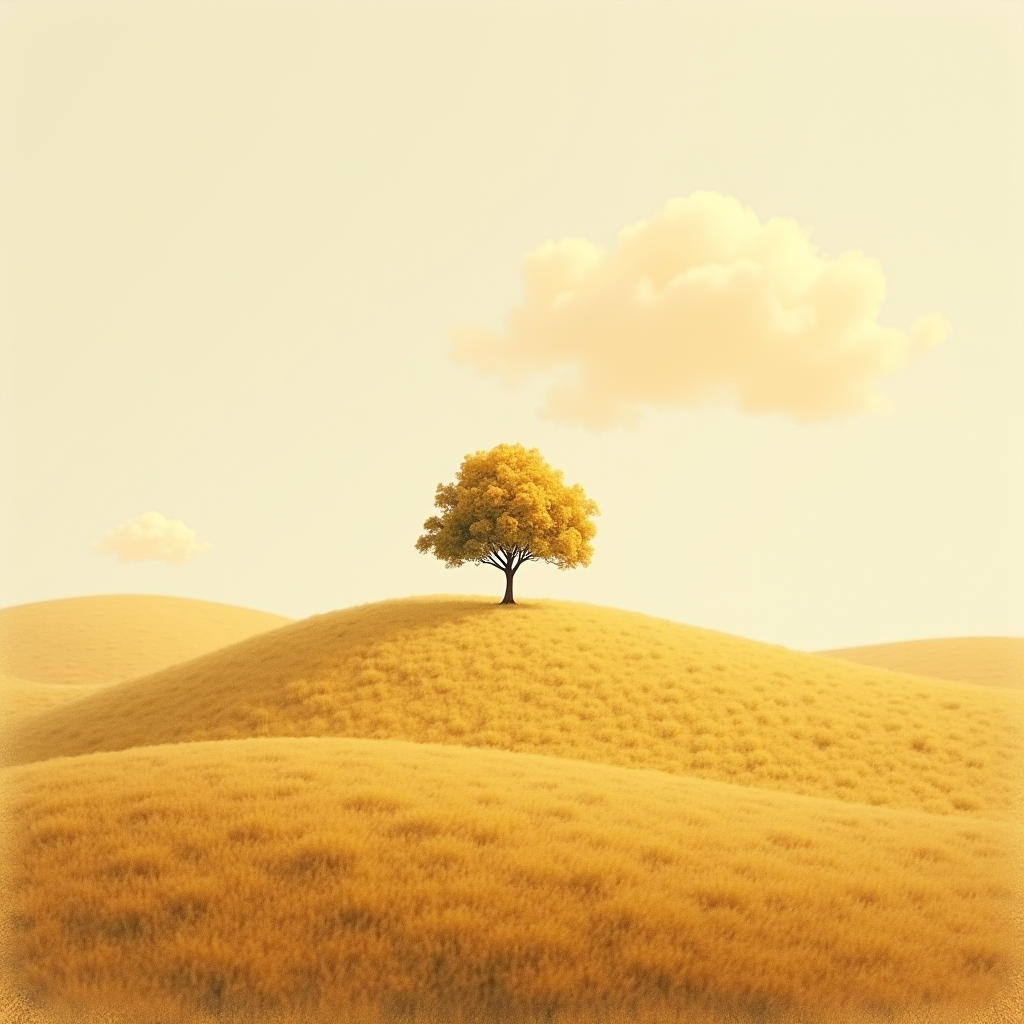 Minimalist — Lone Tree Standing In A Sweeping Illustration Styles #0231 (Recraft)