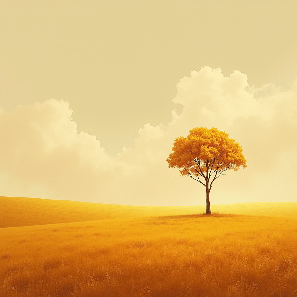Minimalist — Lone Tree Standing In A Sweeping Illustration Styles #0303 (Recraft)
