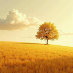 Minimalist — Lone Tree Standing In A Sweeping Illustration Styles #0339 (Recraft)