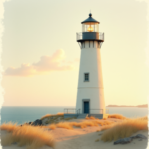 Minimalist — Quiet Coastal Lighthouse Against A Soft Illustration Styles #0004 (Ideogram)