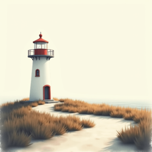 Minimalist — Quiet Coastal Lighthouse Against A Soft Illustration Styles #0058 (FLUX)
