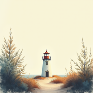 Minimalist — Quiet Coastal Lighthouse Against A Soft Illustration Styles #0100 (Ideogram)