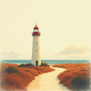 Minimalist — Quiet Coastal Lighthouse Against A Soft Illustration Styles #0130 (FLUX)