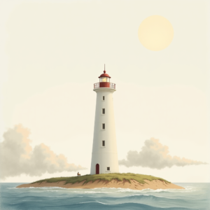 Minimalist — Quiet Coastal Lighthouse Against A Soft Illustration Styles #0160 (Ideogram)