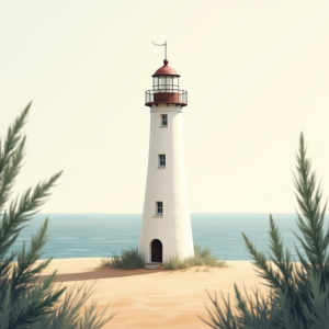 Minimalist — Quiet Coastal Lighthouse Against A Soft Illustration Styles #0172 (Ideogram)