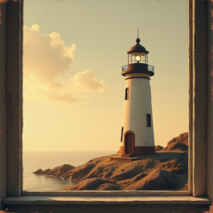 Minimalist — Quiet Coastal Lighthouse Against A Soft Illustration Styles #0220 (Ideogram)