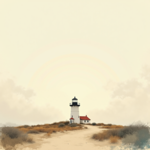 Minimalist — Quiet Coastal Lighthouse Against A Soft Illustration Styles #0247 (Dreamina)