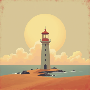 Minimalist — Quiet Coastal Lighthouse Against A Soft Illustration Styles #0301 (ChatGPT)