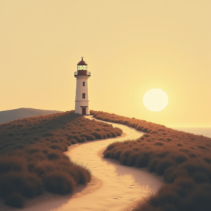 Minimalist — Quiet Coastal Lighthouse Against A Soft Illustration Styles #0307 (Dreamina)