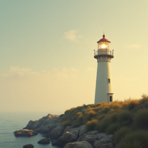 Minimalist — Quiet Coastal Lighthouse Against A Soft Illustration Styles #0325 (ChatGPT)