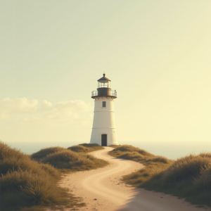 Minimalist — Quiet Coastal Lighthouse Against A Soft Illustration Styles #0343 (Dreamina)