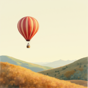 Minimalist — Whimsical Hot-air Balloon Drifting Over Rolling Illustration Styles #0033 (Stable Diffusion)