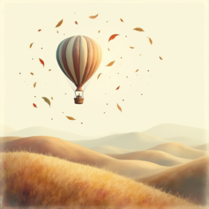 Minimalist — Whimsical Hot-air Balloon Drifting Over Rolling Illustration Styles #0045 (Stable Diffusion)