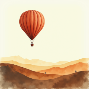 Minimalist — Whimsical Hot-air Balloon Drifting Over Rolling Illustration Styles #0069 (Stable Diffusion)