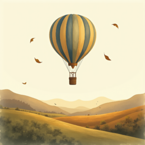 Minimalist — Whimsical Hot-air Balloon Drifting Over Rolling Illustration Styles #0081 (Stable Diffusion)
