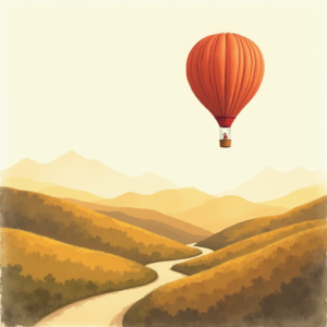 Minimalist — Whimsical Hot-air Balloon Drifting Over Rolling Illustration Styles #0093 (Stable Diffusion)
