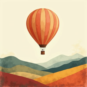 Minimalist — Whimsical Hot-air Balloon Drifting Over Rolling Illustration Styles #0105 (Stable Diffusion)