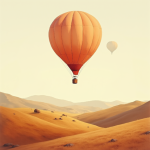 Minimalist — Whimsical Hot-air Balloon Drifting Over Rolling Illustration Styles #0141 (Stable Diffusion)