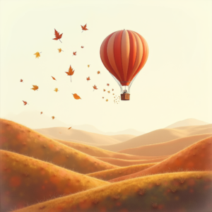 Minimalist — Whimsical Hot-air Balloon Drifting Over Rolling Illustration Styles #0189 (Stable Diffusion)
