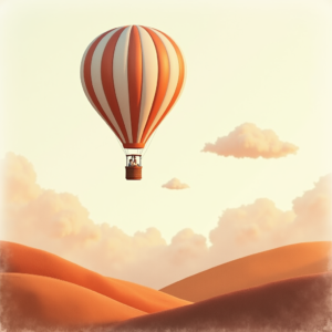 Minimalist — Whimsical Hot-air Balloon Drifting Over Rolling Illustration Styles #0228 (Gemini)