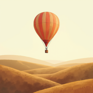 Minimalist — Whimsical Hot-air Balloon Drifting Over Rolling Illustration Styles #0246 (Seedream)