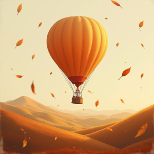Minimalist — Whimsical Hot-air Balloon Drifting Over Rolling Illustration Styles #0330 (Seedream)