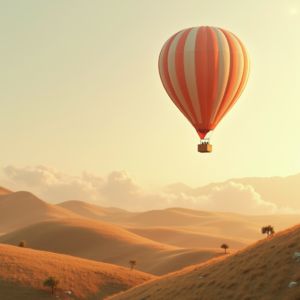 Minimalist — Whimsical Hot-air Balloon Drifting Over Rolling Illustration Styles #0336 (Gemini)