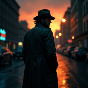 Movie Scenes — Detective In A Rain-damp Trench Coat Cinematic #0041 (Gemini)