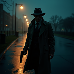 Movie Scenes — Detective In A Rain-damp Trench Coat Cinematic #0047 (Seedream)
