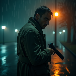 Movie Scenes — Detective In A Rain-damp Trench Coat Cinematic #0155 (Seedream)