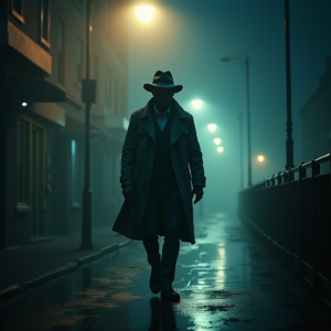 Movie Scenes — Detective In A Rain-damp Trench Coat Cinematic #0161 (Gemini)