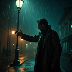 Movie Scenes — Detective In A Rain-damp Trench Coat Cinematic #0173 (Gemini)