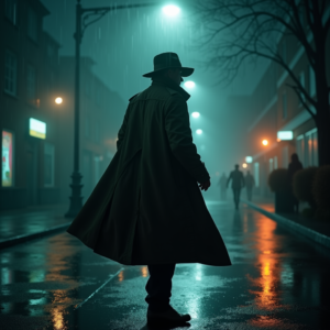 Movie Scenes — Detective In A Rain-damp Trench Coat Cinematic #0179 (Seedream)