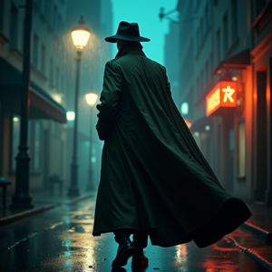 Movie Scenes — Detective In A Rain-damp Trench Coat Cinematic #0241 (Midjourney)