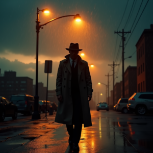 Movie Scenes — Detective In A Rain-damp Trench Coat Cinematic #0265 (Midjourney)