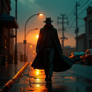 Movie Scenes — Detective In A Rain-damp Trench Coat Cinematic #0277 (Midjourney)