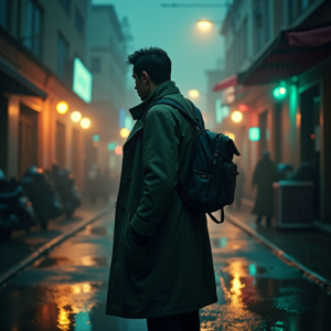 Movie Scenes — Lone Traveler In A Weathered Long Cinematic #0231 (FLUX)