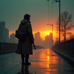 Movie Scenes — Lone Traveler In A Weathered Long Cinematic #0249 (Ideogram)