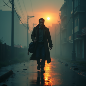 Movie Scenes — Lone Traveler In A Weathered Long Cinematic #0255 (FLUX)