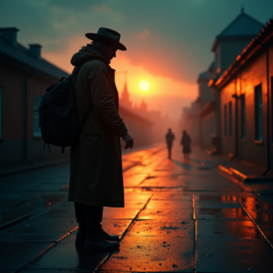 Movie Scenes — Lone Traveler In A Weathered Long Cinematic #0267 (FLUX)